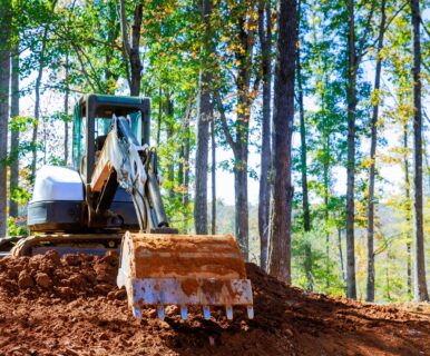 excavator is working on a construction site