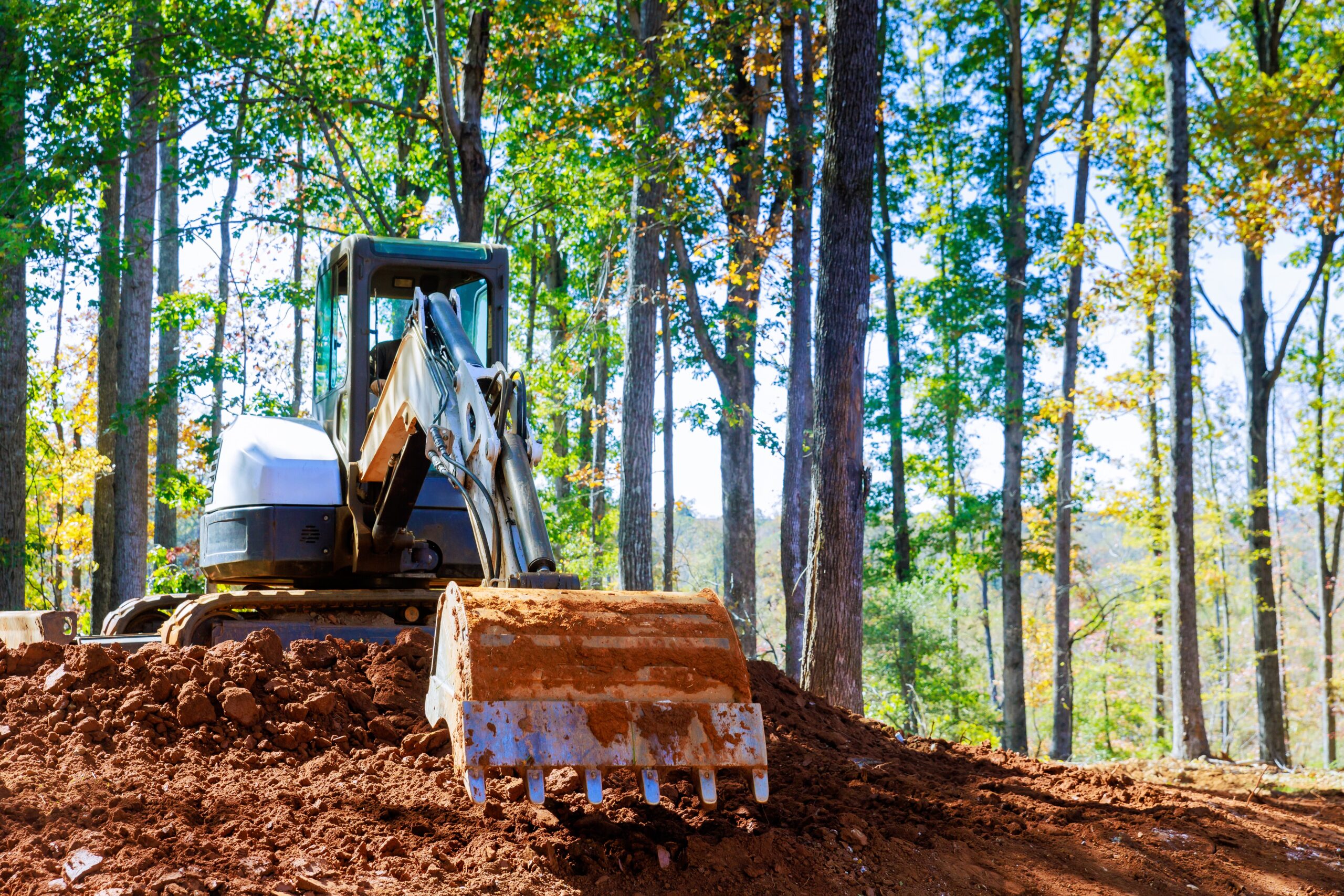 excavator is working on a construction site